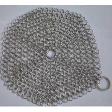304 7" round Stainless Steel Cast Iron Cleaner Chainmail Scrubber